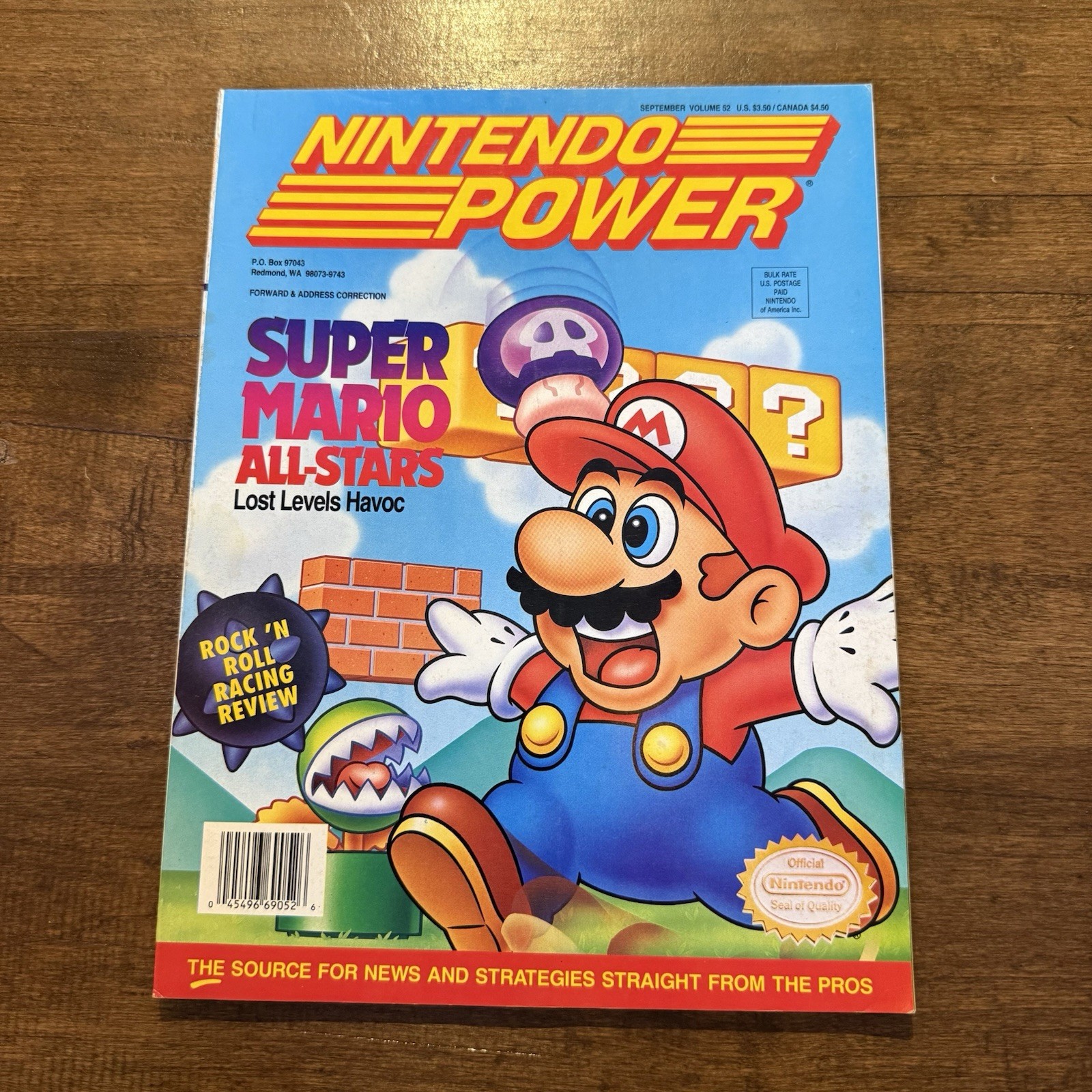 Nintendo Power #52 w/ Cards, Super Mario All-Stars Cover MK Poster Mint