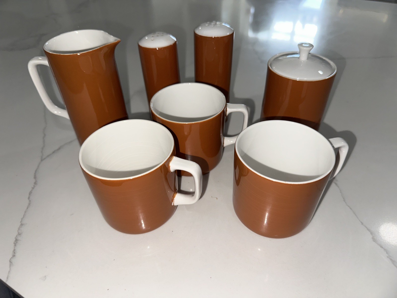 Vintage Harmony House Tierra Coffee Service Set - 7pc - Mugs, Creamer, Sugar,S&P