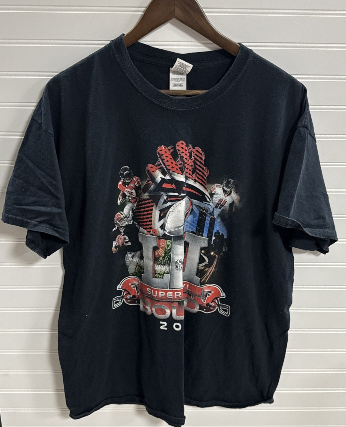 Atlanta Falcons 2017 Super Bowl Bound Gildan Adult Unisex Shirt Top Black Sz XL