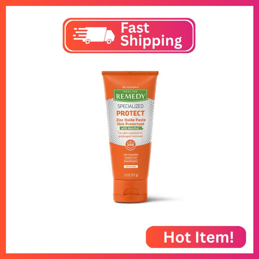 Medline Remedy Specialized Zinc Oxide Paste with Menthol (2 oz Tube), Unscented,
