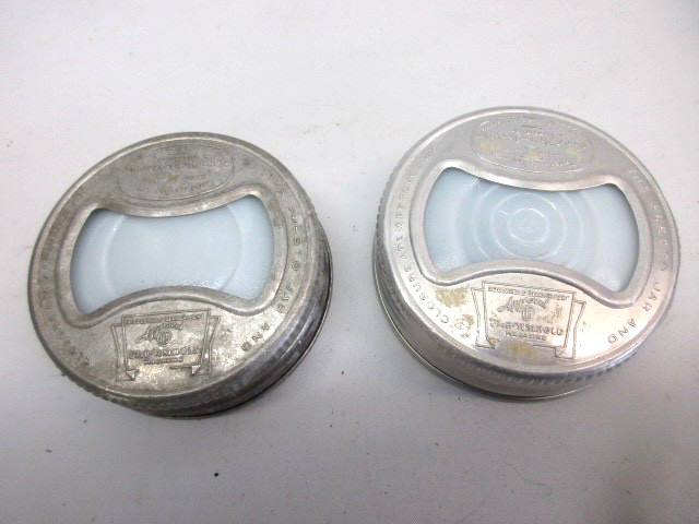 2 Presto Canning Jar Lids, Good Housekeeping, Milk Glass Insert, Zinc  Bow Tie