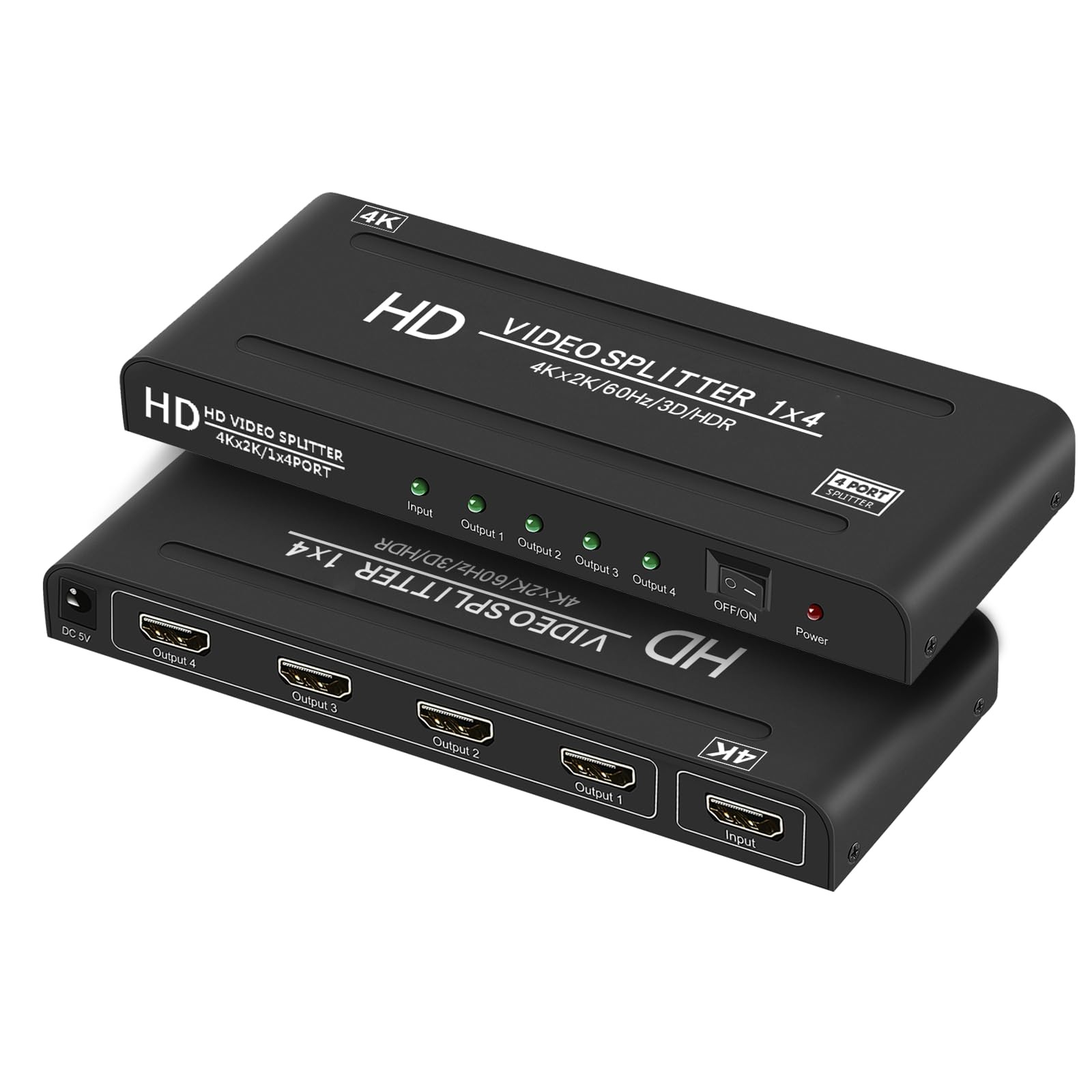 4K60Hz 1x4 HDMI Splitter 4:4:4,18 Gbps,4 Port Powered HDMI 2.0 Splitter1 in 4...