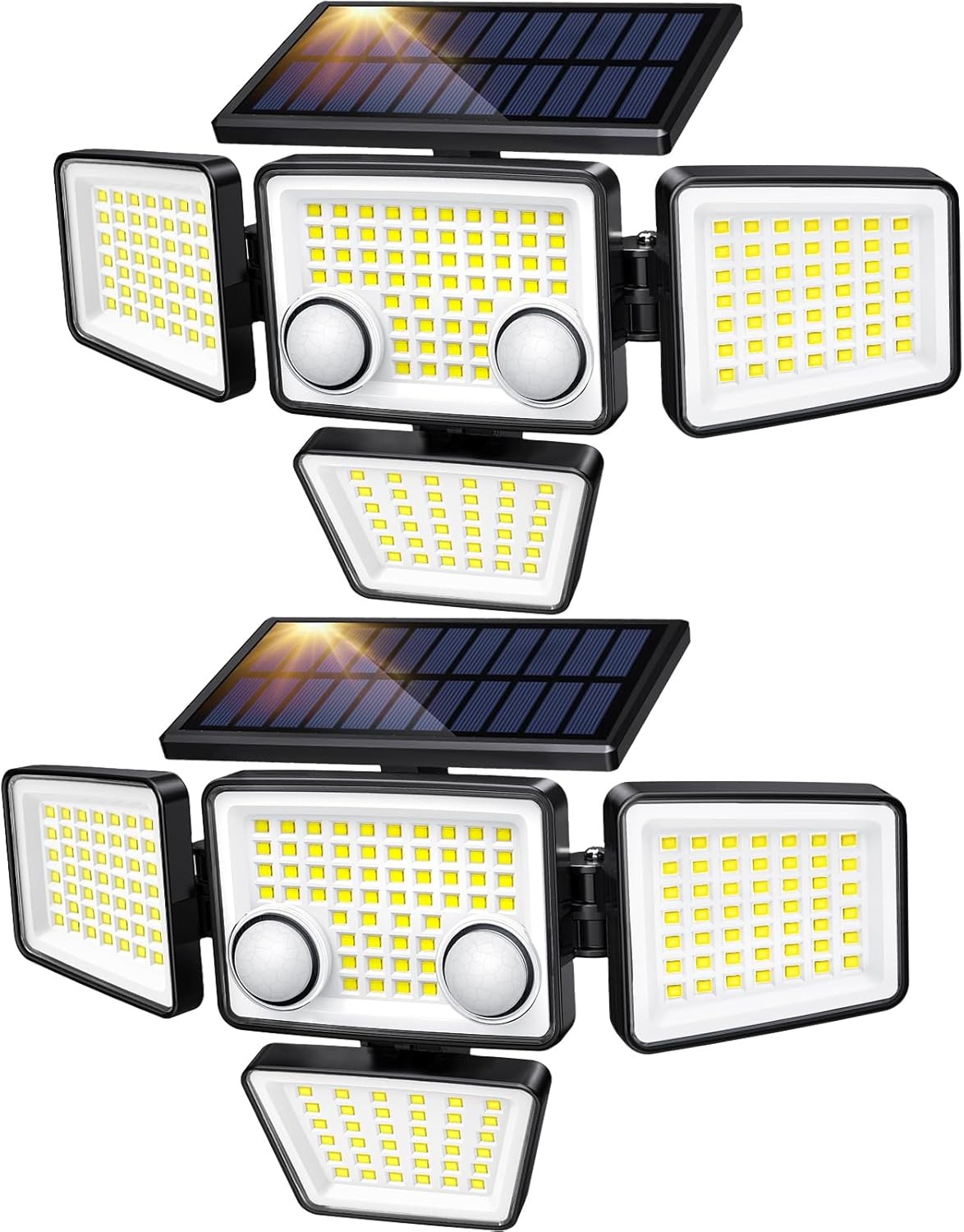 Solar Outdoor Lights - 3000LM 188 LED Motion Sensor Outdoor Lights, 4 Heads
