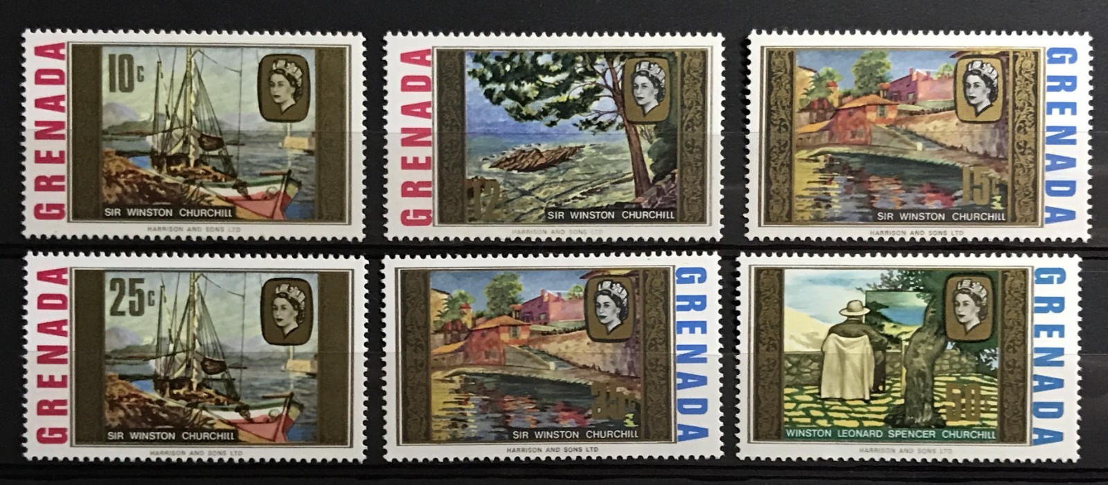 GRENADA - 1968 PAINTINGS BY SIR WINSTON CHURCHILL NHM SET 289 - 294