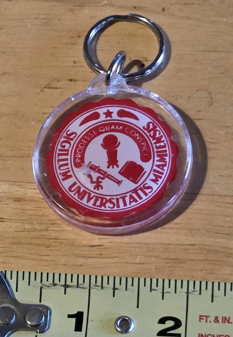 Vintage Keychain SIGILUM UNIVERSITATIS MIAMIENSIS Key Ring Fob The Great Seal
