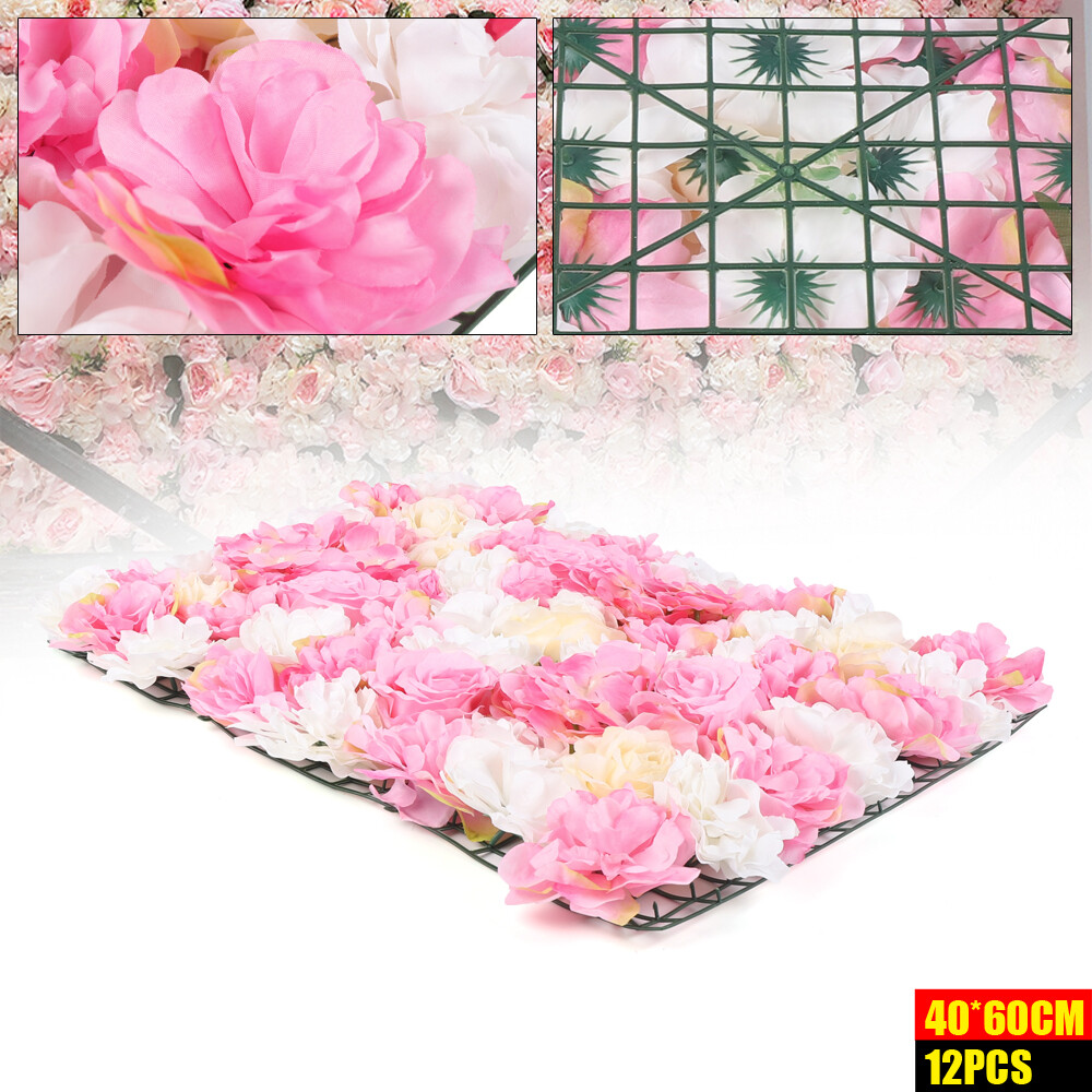 12X Wedding Artificial Rose Flower Wall Panel Bouquet Party Background Backdrop