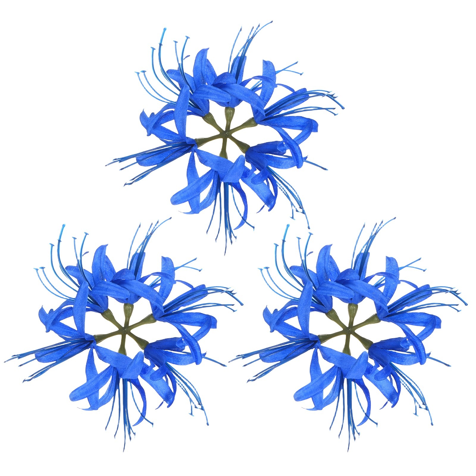 Artificial Flower Heads (7 Inch, Blue) 3 PCS - Spider Lily Silk Flowers