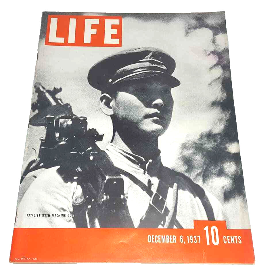 LIFE MAGAZINE Dec 6 1937 Fatalist with Machine Gun Hirohito Japan Complete Ads