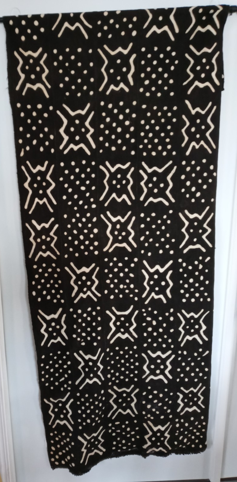 Large African Mud Cloth Rug Bogolanfini Indigo Hand Made Textile Wool VTG