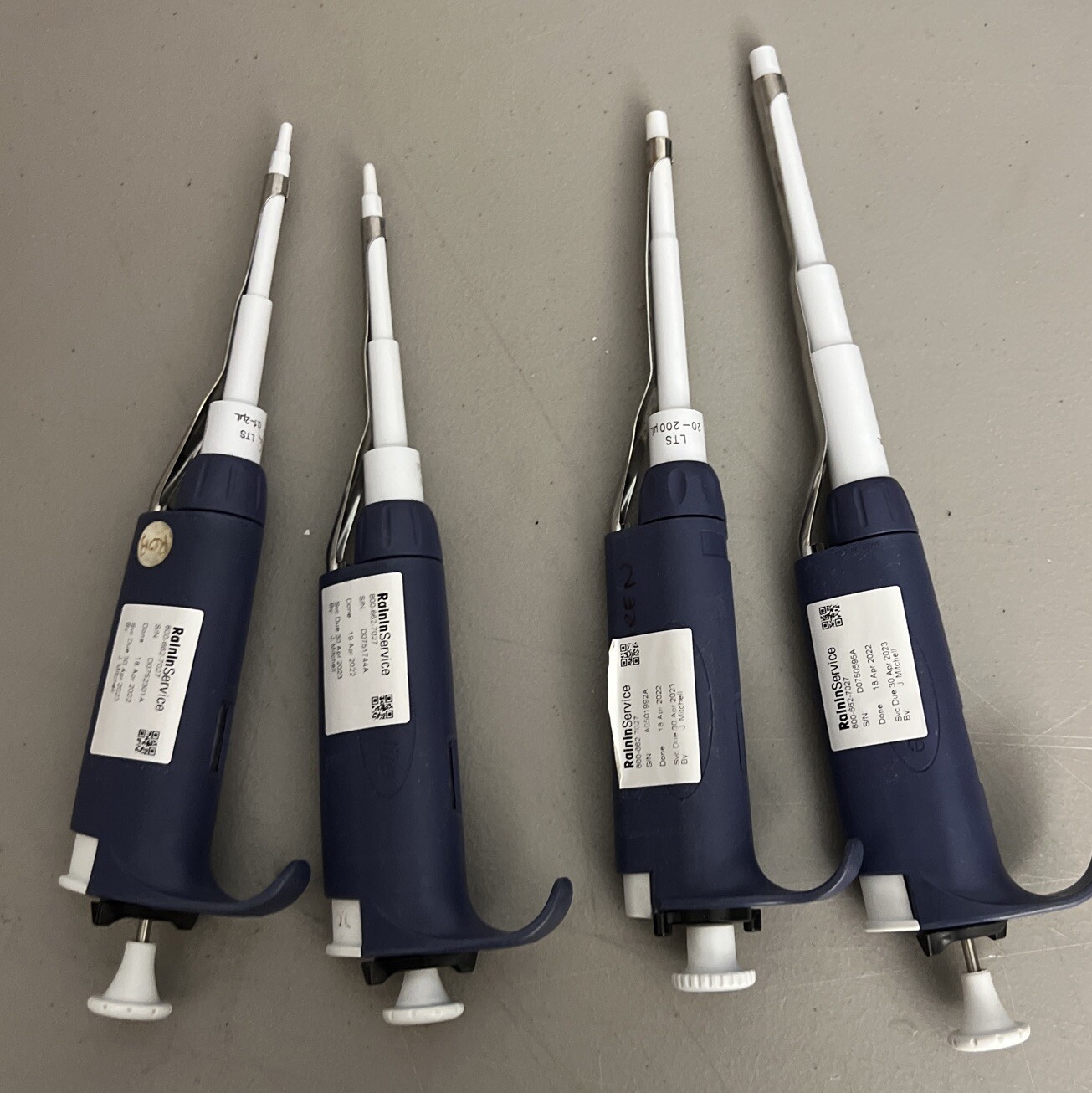 Set X4 Rainin Pipet-Lite Pipette L2,L20,L200,L1000 LTS - CALIBRATED