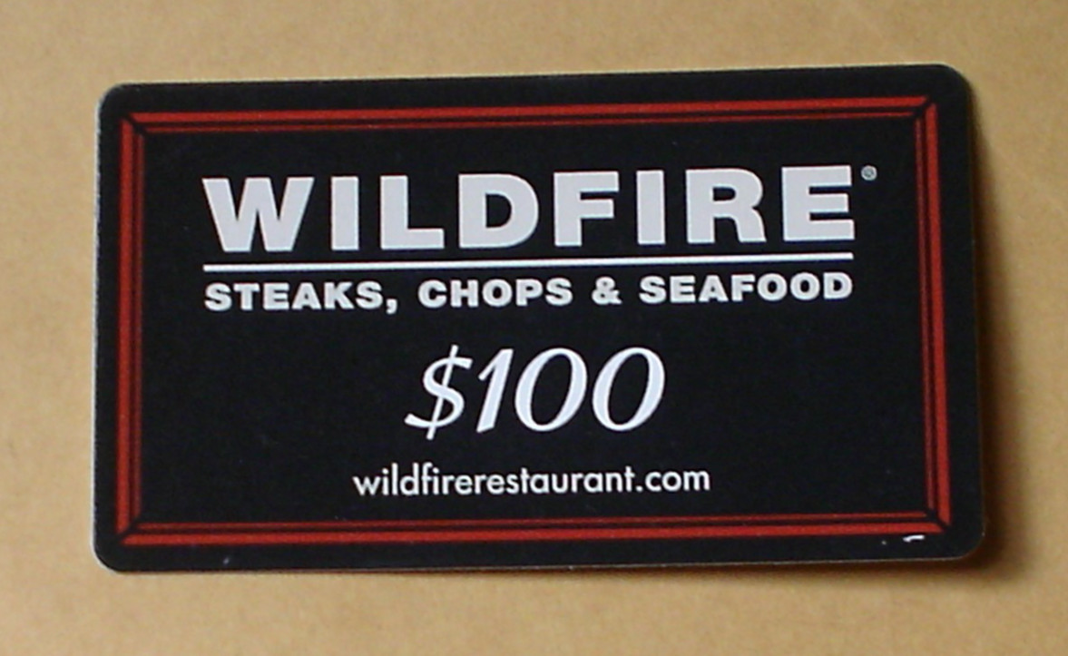 Wildfire Restaurant $100 Gift Card. Steaks, Chops & Seafood. New. Free Shipping