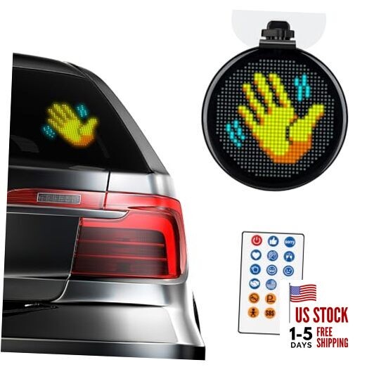  Funny Car Accessories - LED Safety Car Sign Circular 4" Diameter Daily Remote