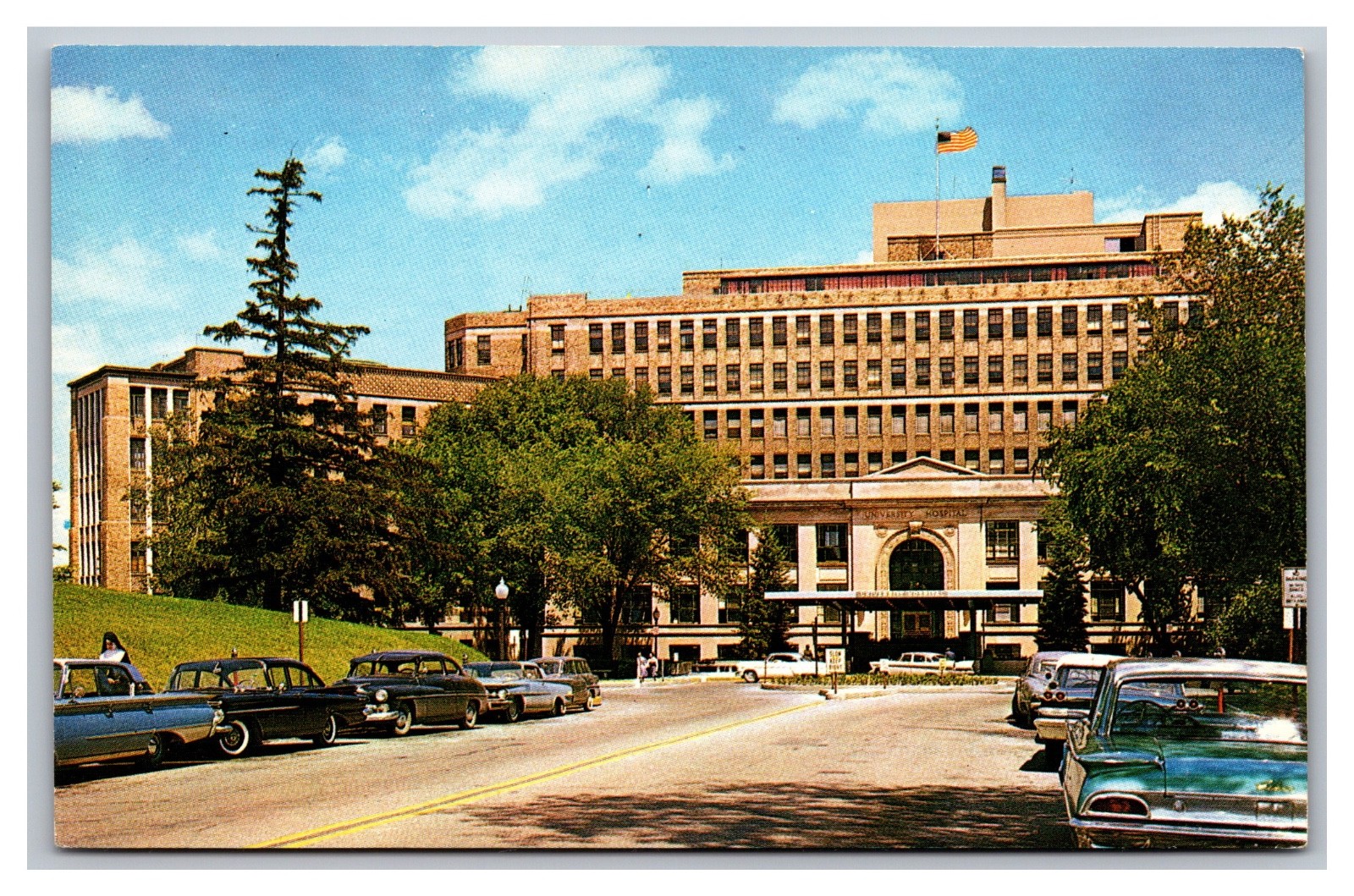 Ann Arbor MI University Hospital Medical Center Unposted Chrome Postcard