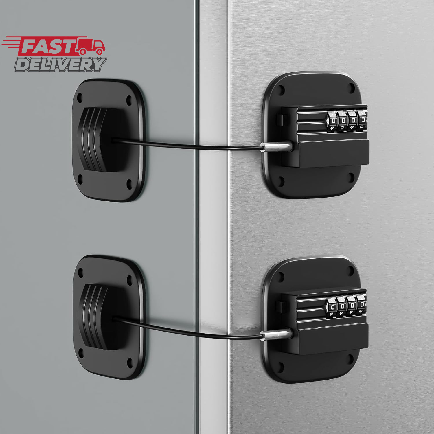 2 Pack Fridge Lock with Combination, No Key Required, Upgrade Refrigerator Lock 