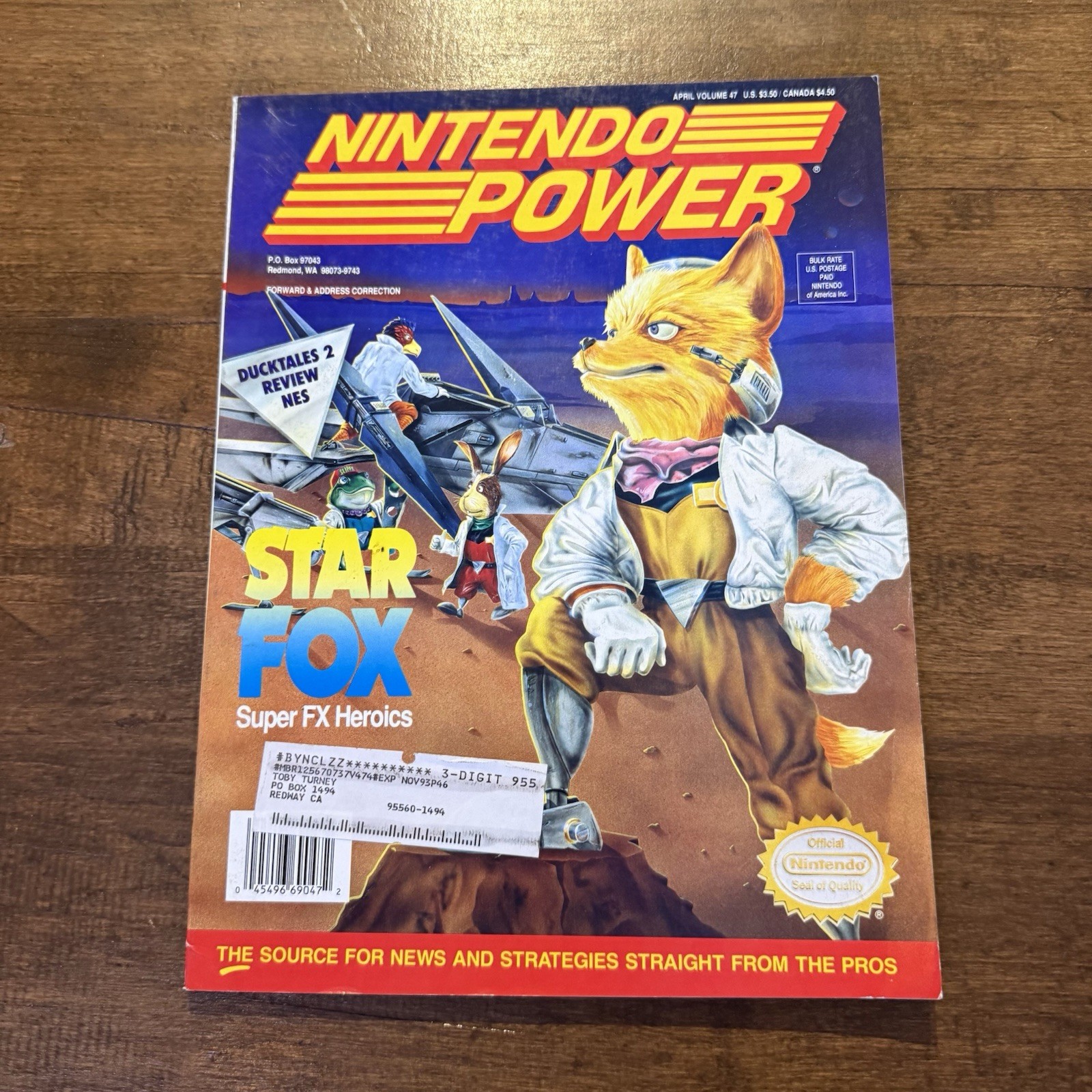 Nintendo Power Magazine April 1993 Volume Vol 47 Star Fox w/ Poster + Inserts