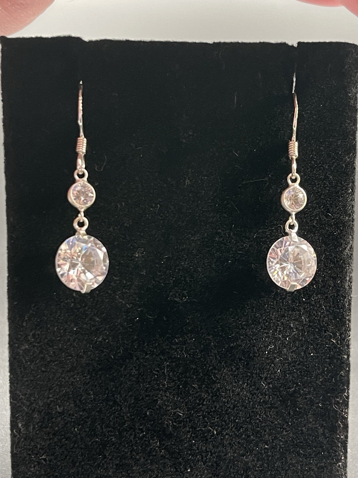 🔥 VTG Graduating CZ Cubic Zirconia Drop Dangle 925 Sterling Silver Earrings