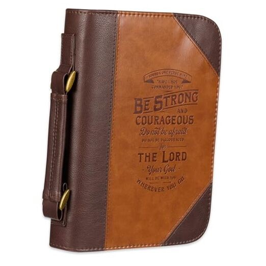  Classic Bible Cover Do Not Be Afraid Joshua 1:9 Faux Leather, Extra Large