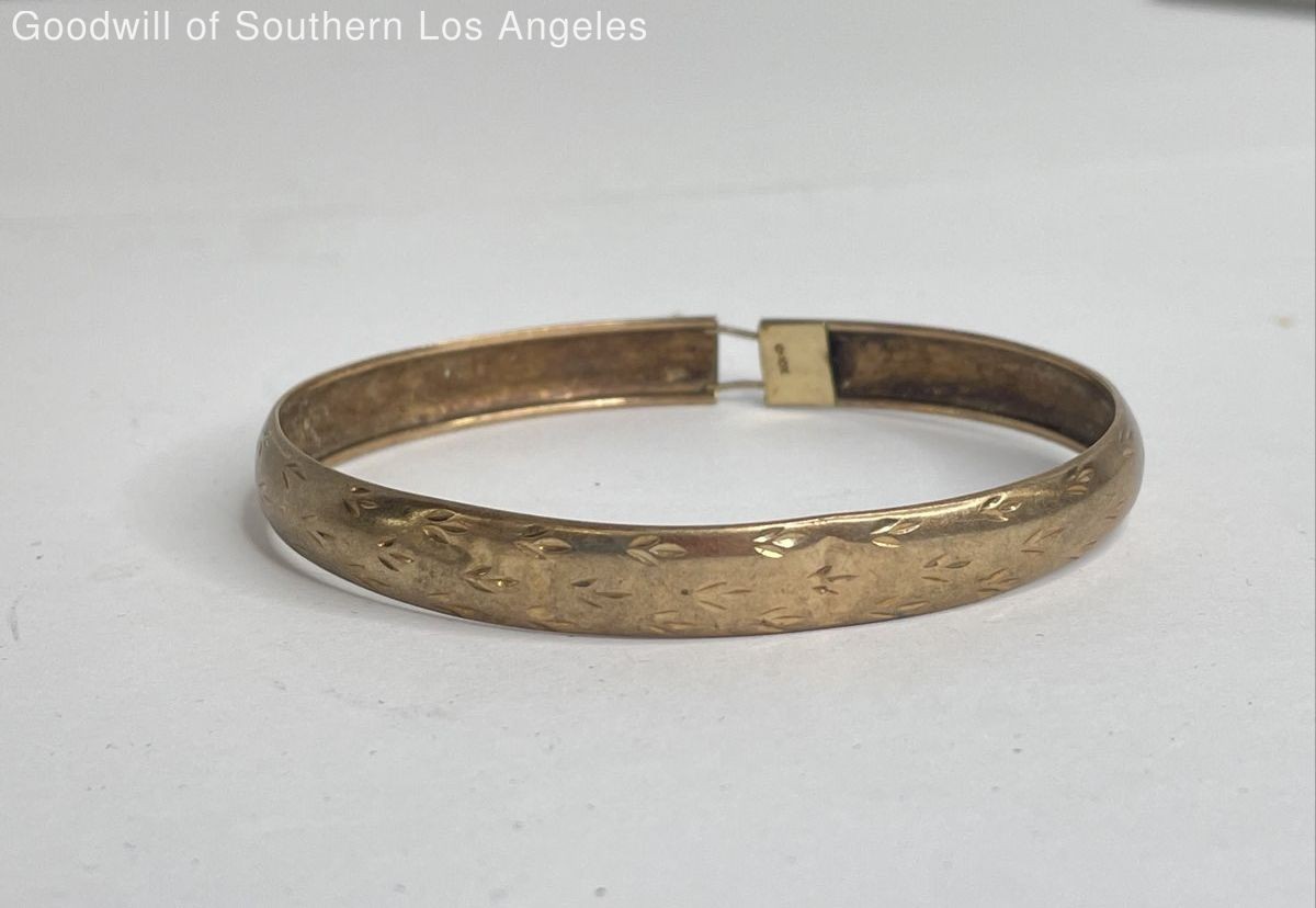 Vintage 10K Gold Etched Band Bracelet - 5.2g