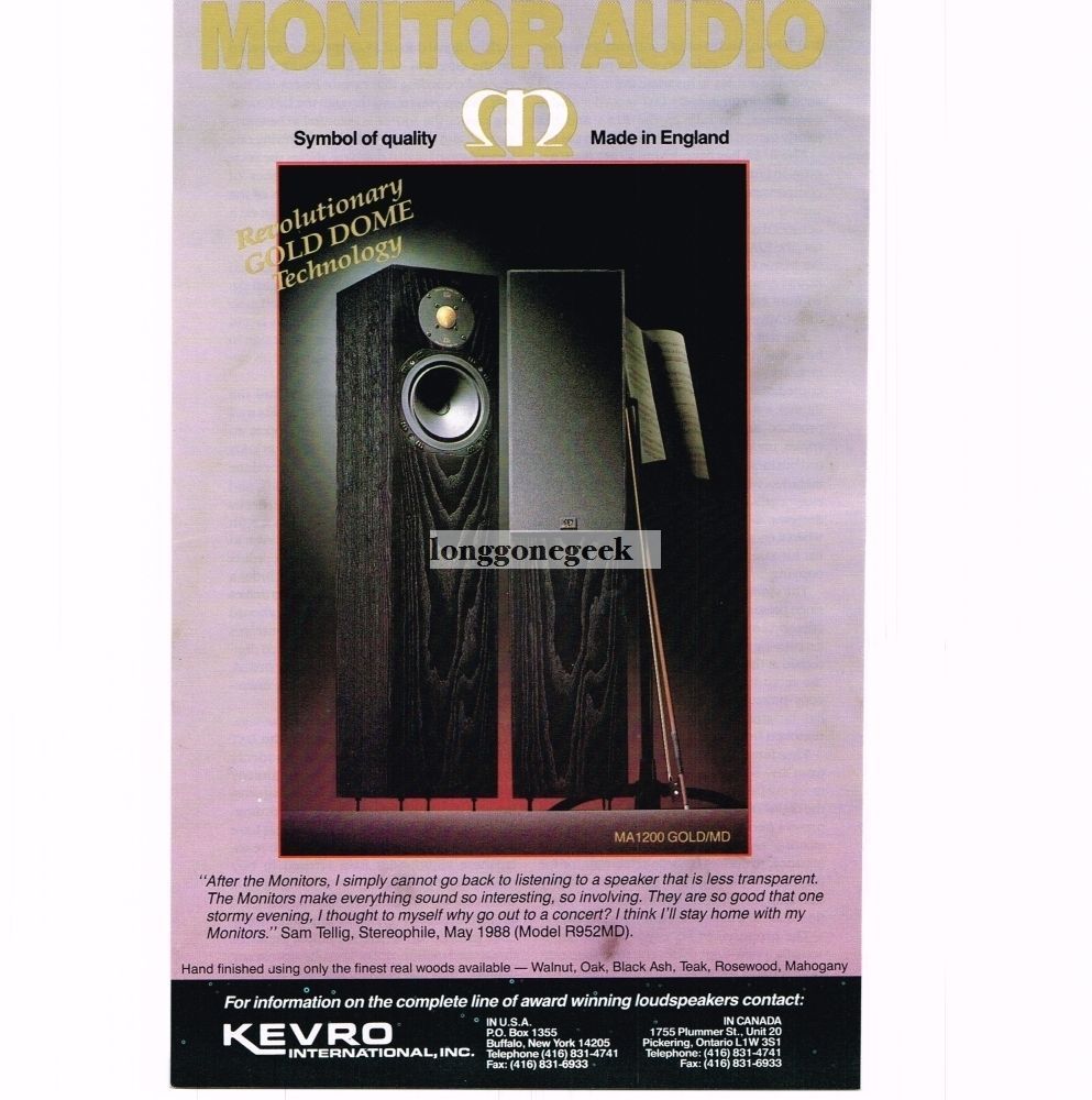 1989 Kevro MA1200 Gold/MD Speakers Hi-Fi Stereo VINTAGE Print Ad