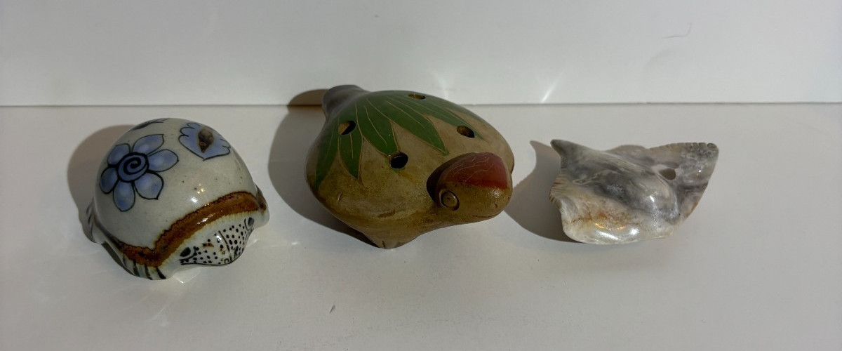 3 Vintage Handmade Nic-Nacs and Musical Instrument