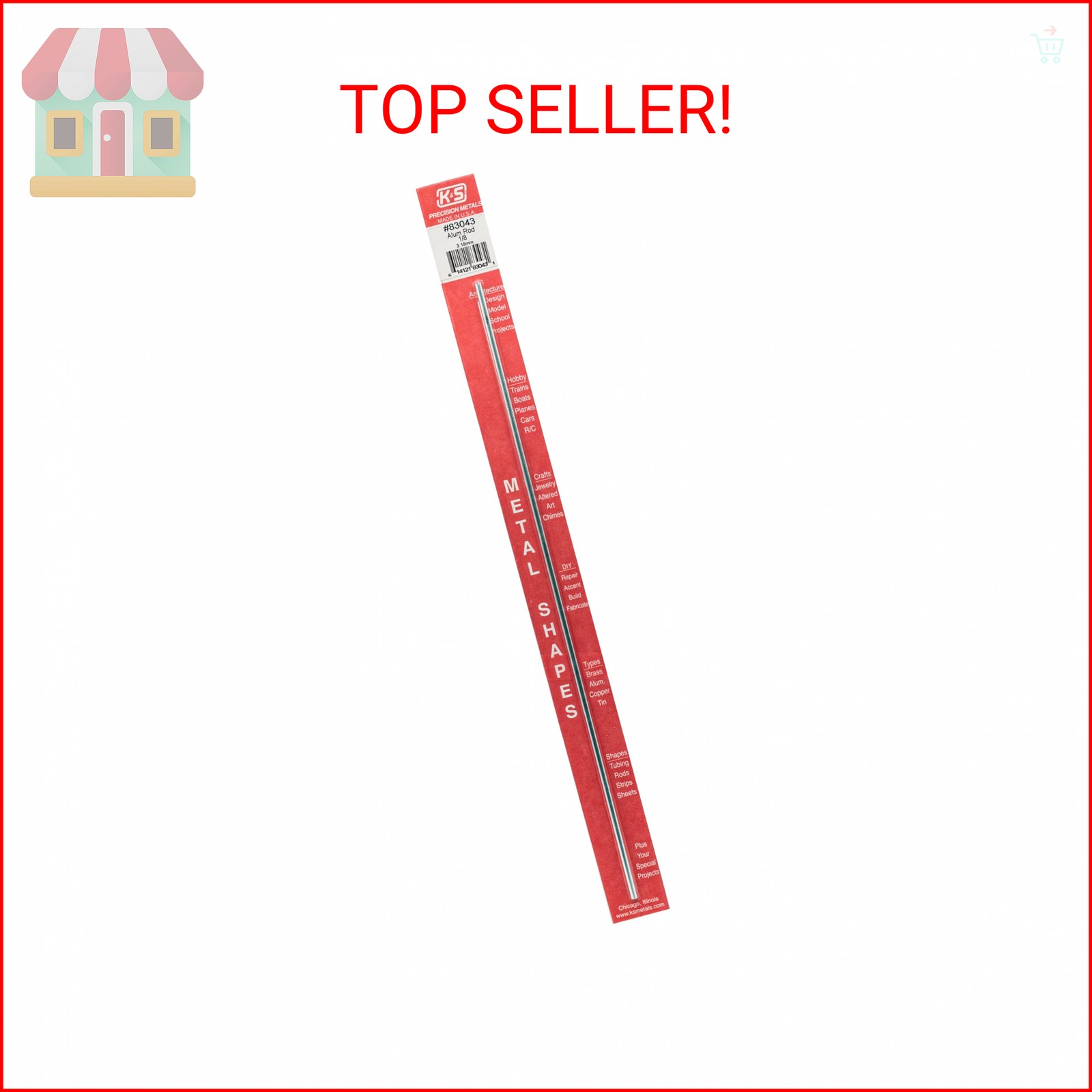 K&S 83034 Round Aluminum Tube, 7/16" OD x 0.035" Wall x 12" Long, 1 Tube, Made i