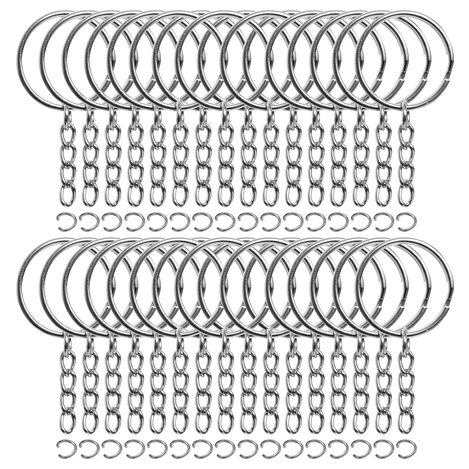 REEMTOO 50PCS Bulk 1 inch (ring diameter), 2.1 inches (total length), Silver 