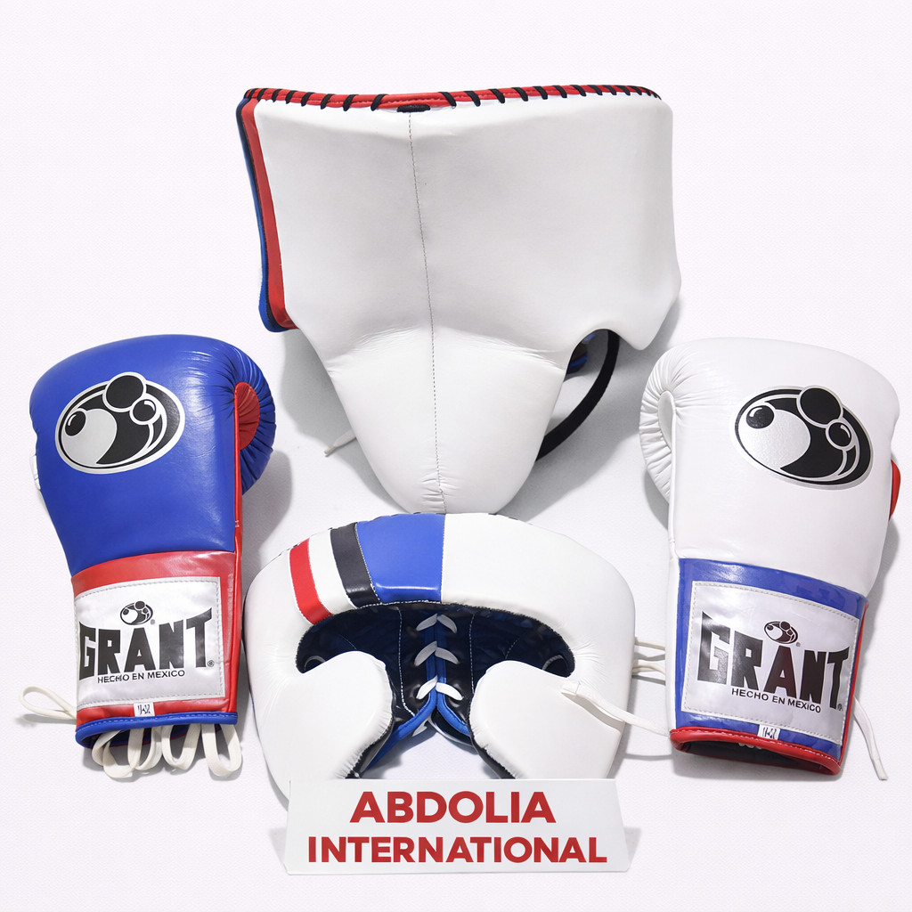 Premium Boxing Set Genuine Leather Gloves Headgear Groin Guard Sparring Kit