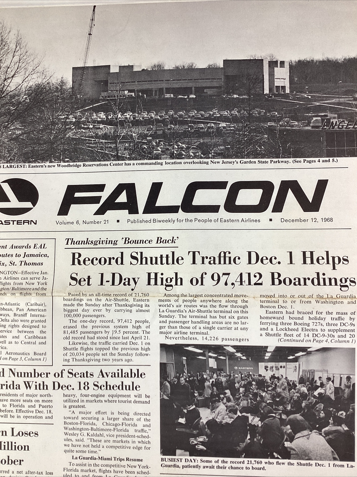 Eastern Airlines News 1968 Rare Woodbridge New Jersey La Guardia ATL Miami