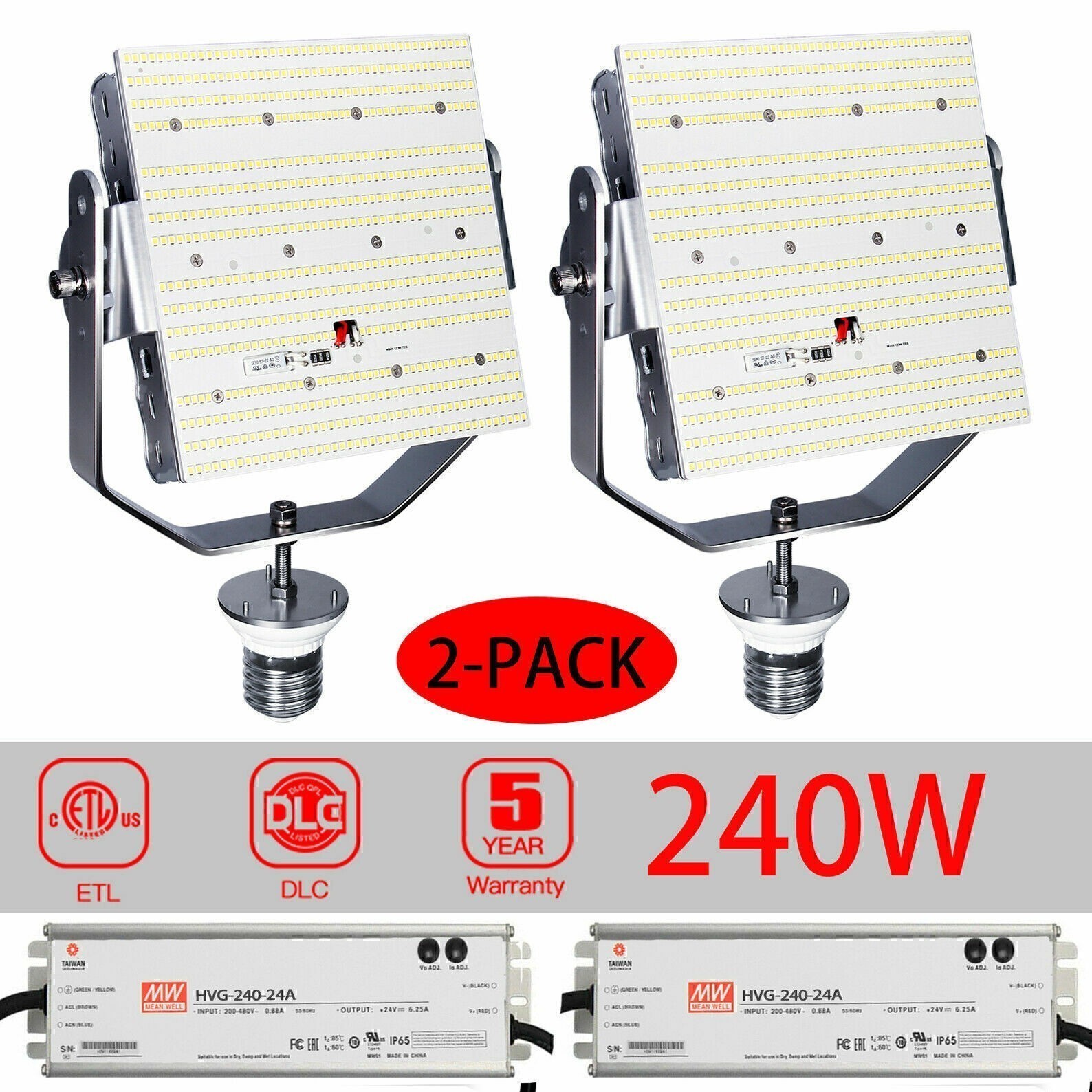 AC480V 240W LED Shoebox Retrofit Kit Light For Street Area Tennis Court  2-Pack
