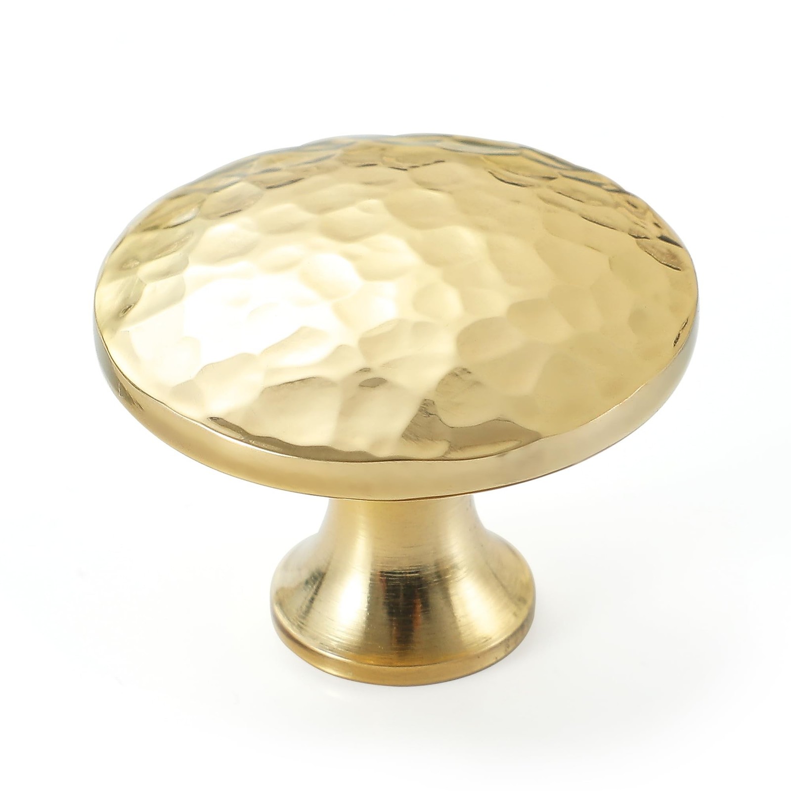 20-Pack Solid Brass Kitchen Cabinet Knobs, Hammered Gold Drawer Knobs, Round ...