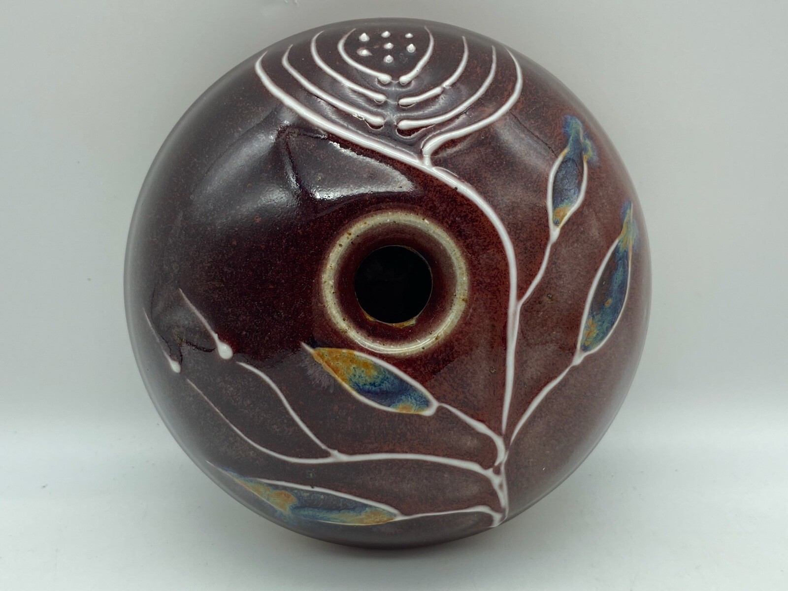 Vintage Stoneware Studio Art Pottery Oil Lamp Signed