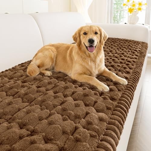 Couch Covers for Dogs Washable, Non Slip Fuzzy Pet 27.6" x 70.9" Chocolate