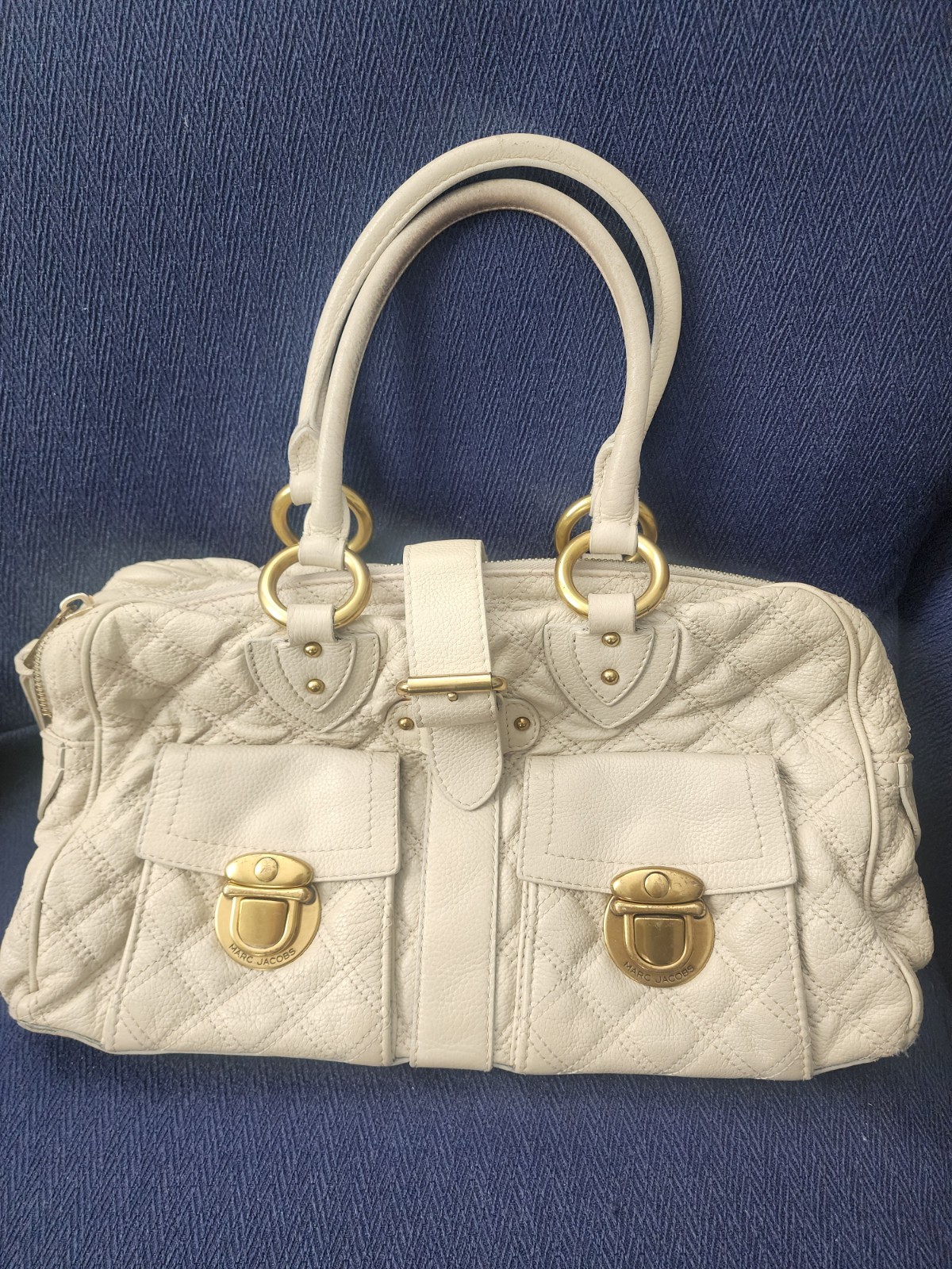 MARC JACOBS Venetia Quilted Pebbled Leather Suede Lining HANDBAG-PURSE-BAG