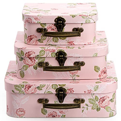  3 Pack Paperboard Suitcases Storage Box Decorative Storage Boxes Gift Boxes 