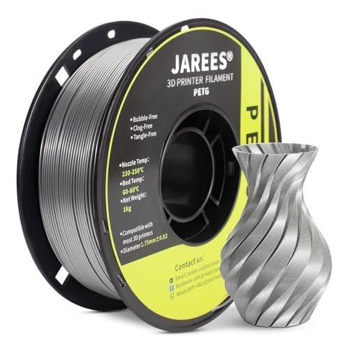 PETG Filament 1.75mm for 3D Printer, Metal-Like Consumable 1kg Metallic Silver
