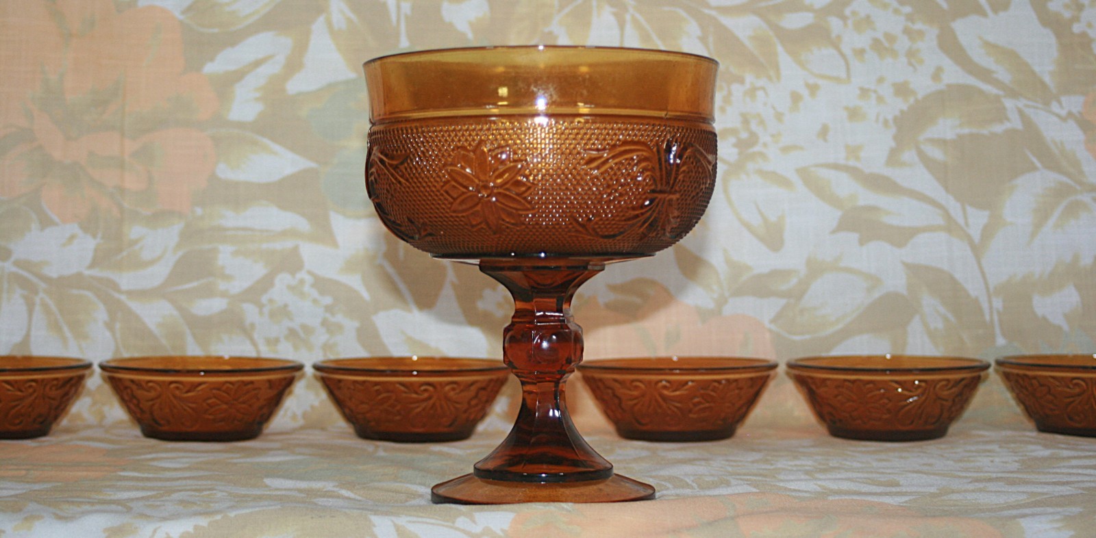 Vintage Indiana Glass Company Amber Dessert Set