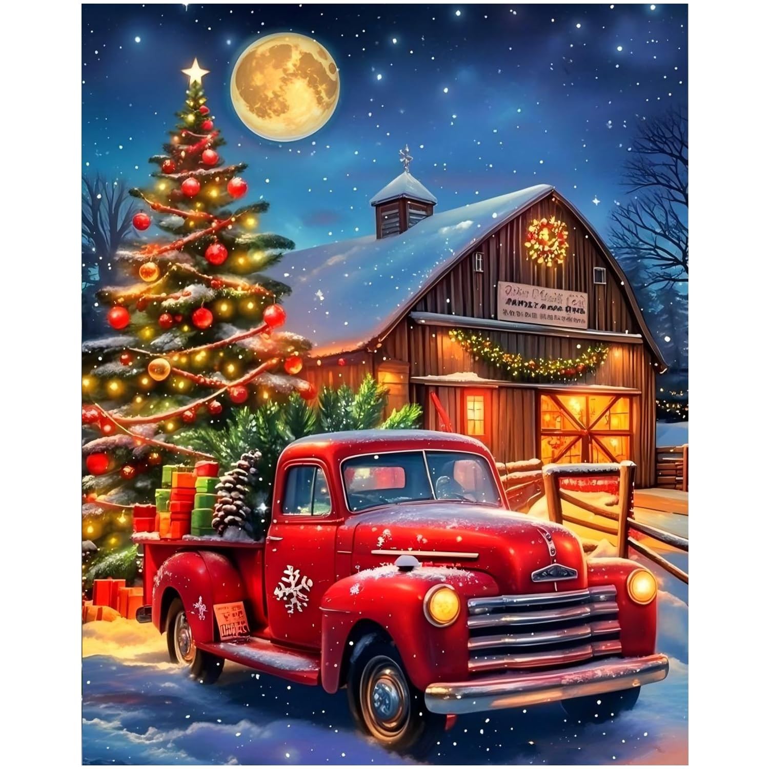 Christmas Truck Paint By Numbers Kit DIY Canvas Oil Painting Art Kit 16x20