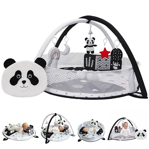 6-in-1 XL Baby Activity Center & Ball Pit, Baby PlayMat & Play Black and White
