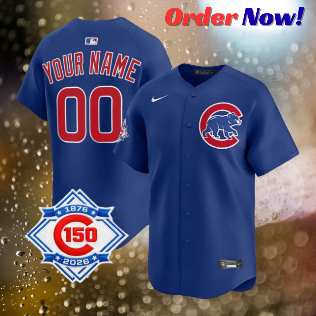 Custom Cubs Royal Blue 150th Anniversary Patch Stitched Jersey All Sizes
