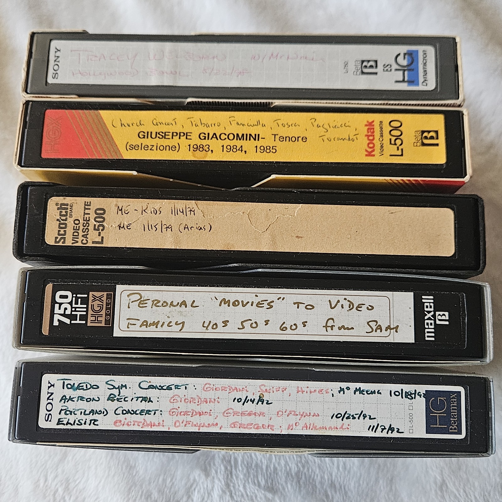 LOT Of 5 Betamax Home Movie Recording Opera Show Beta Tape Sony