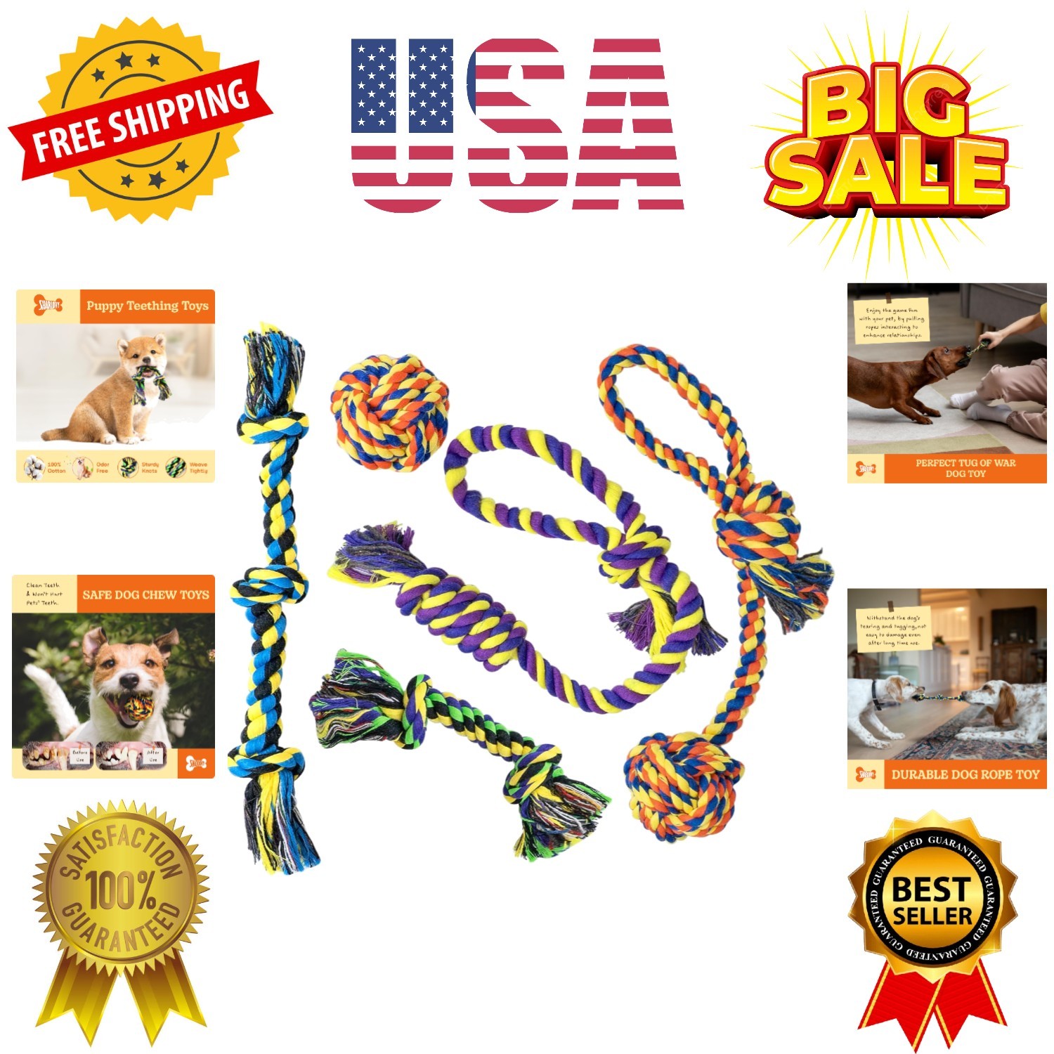 Puppy Teething Toys for Small Dogs, 5 Pack Cotton Puppy for Small Dogs, Durab...