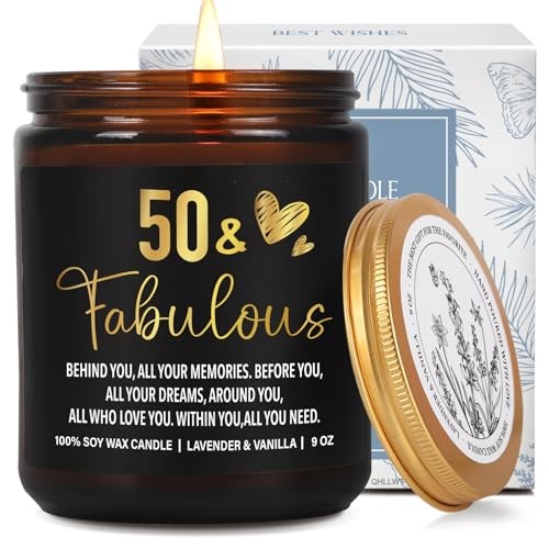 50 and Fabulous Candle Gifts for Women, Funny 50th Birthday Scented Candles 