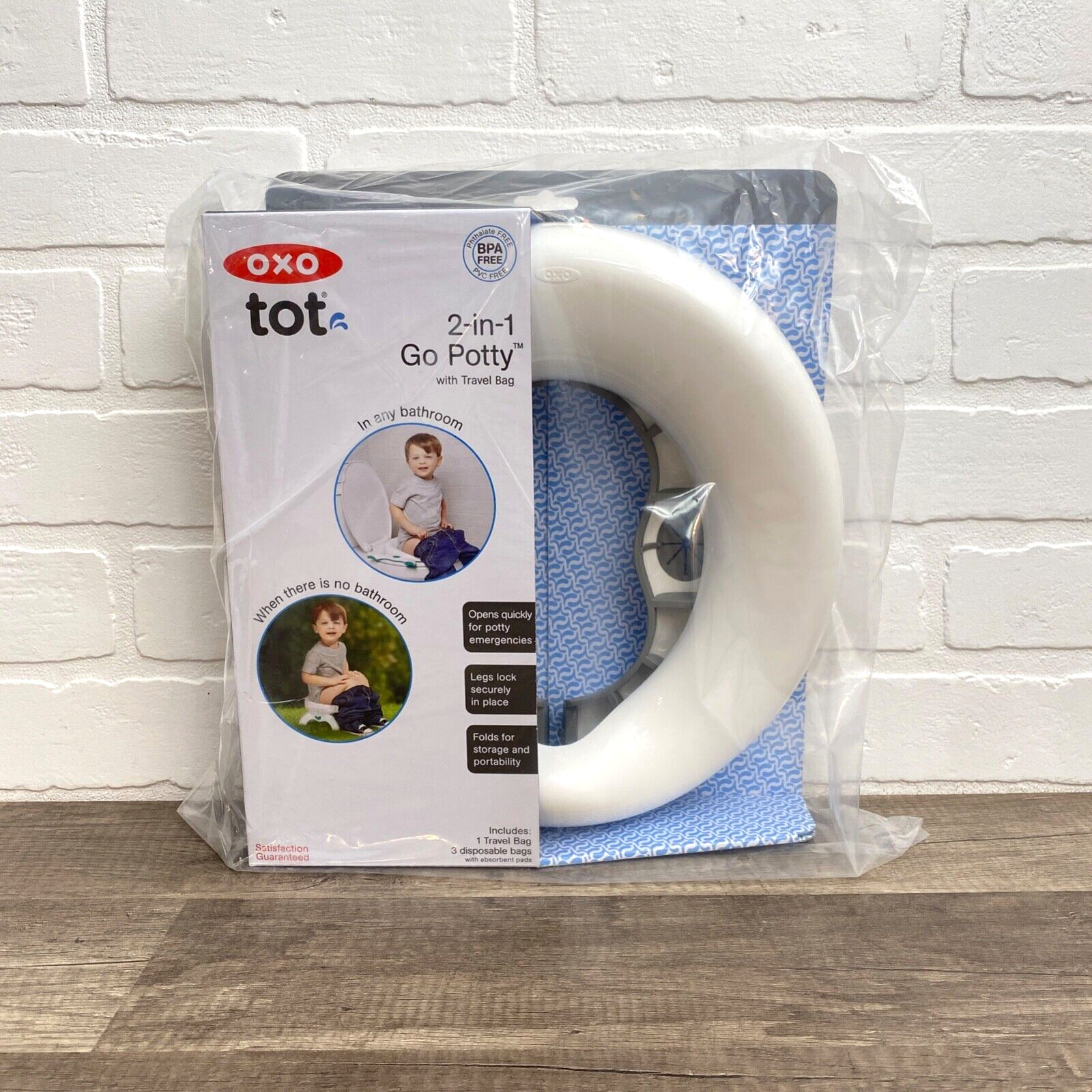 OXO Tot 2-in-1 Go Potty Seat With Travel Bag Gray Standalone or Over Toilet Seat