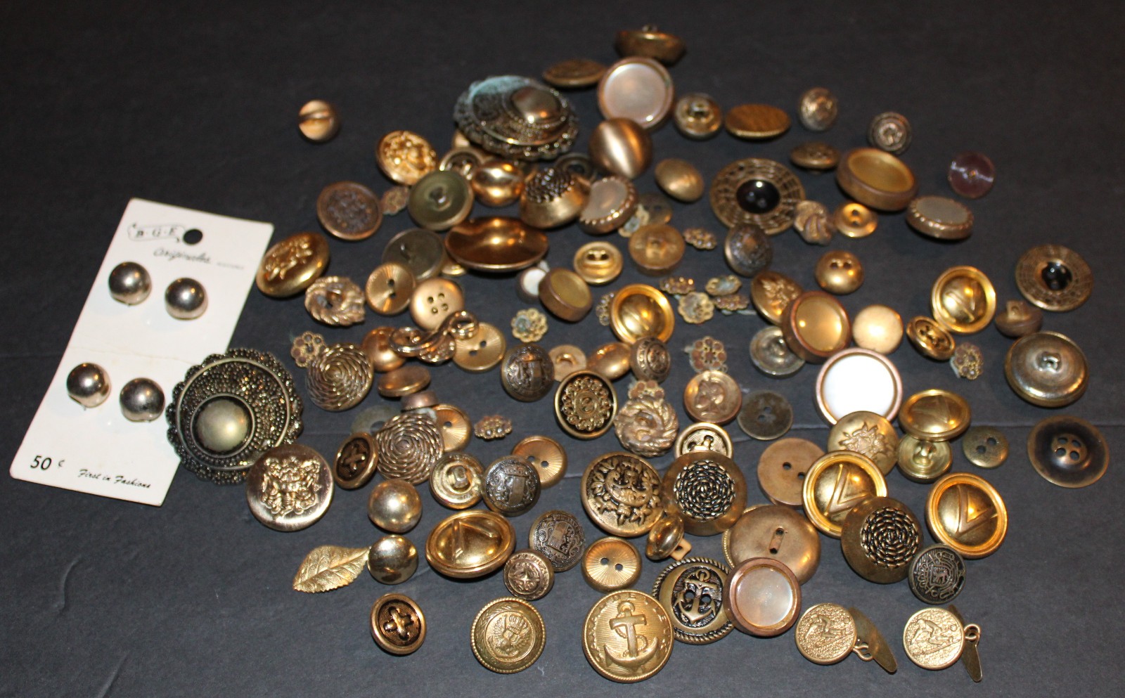 Vintage Assorted Bag of Metal Buttons M2