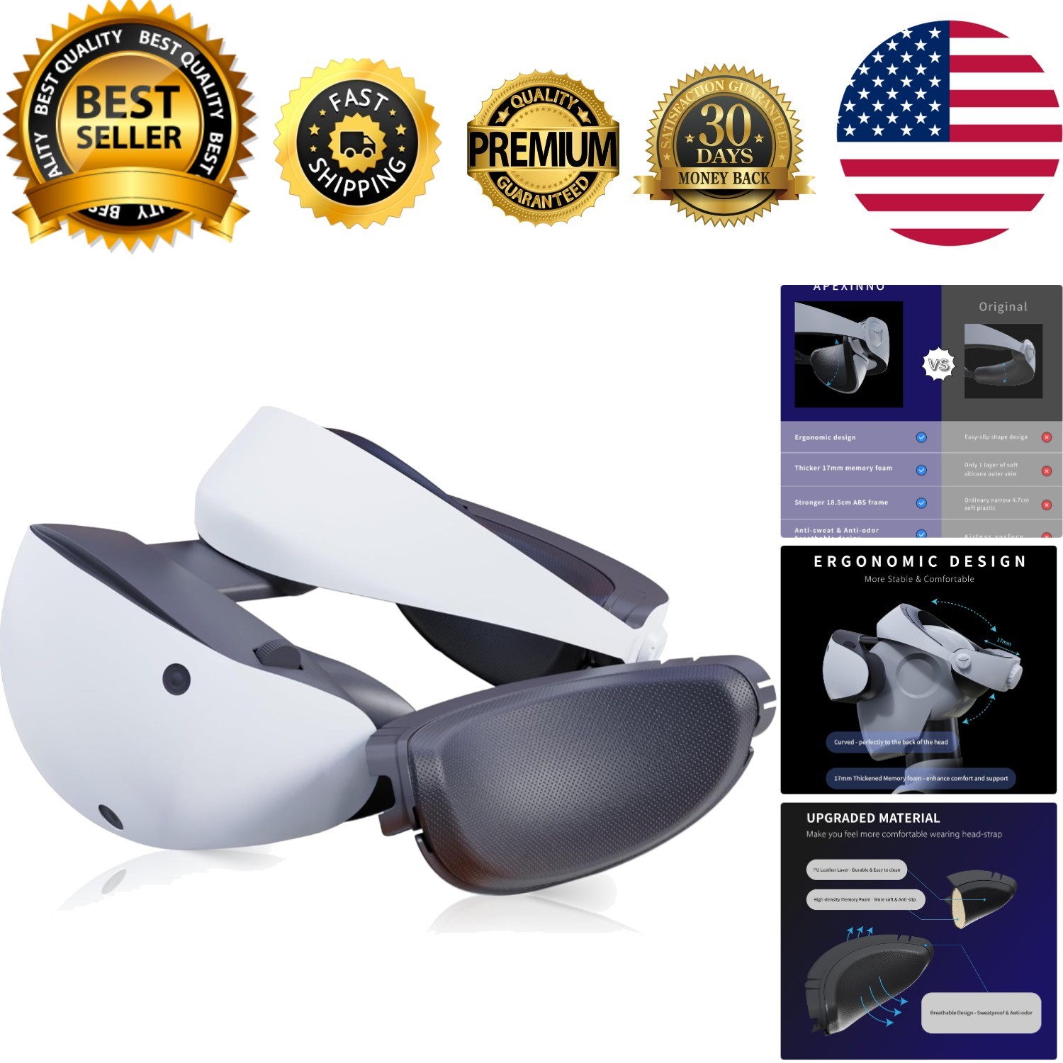 Comfort-Enhancing PS VR2 Head Strap - Lightweight, Sweat-Resistant & Stable Fit