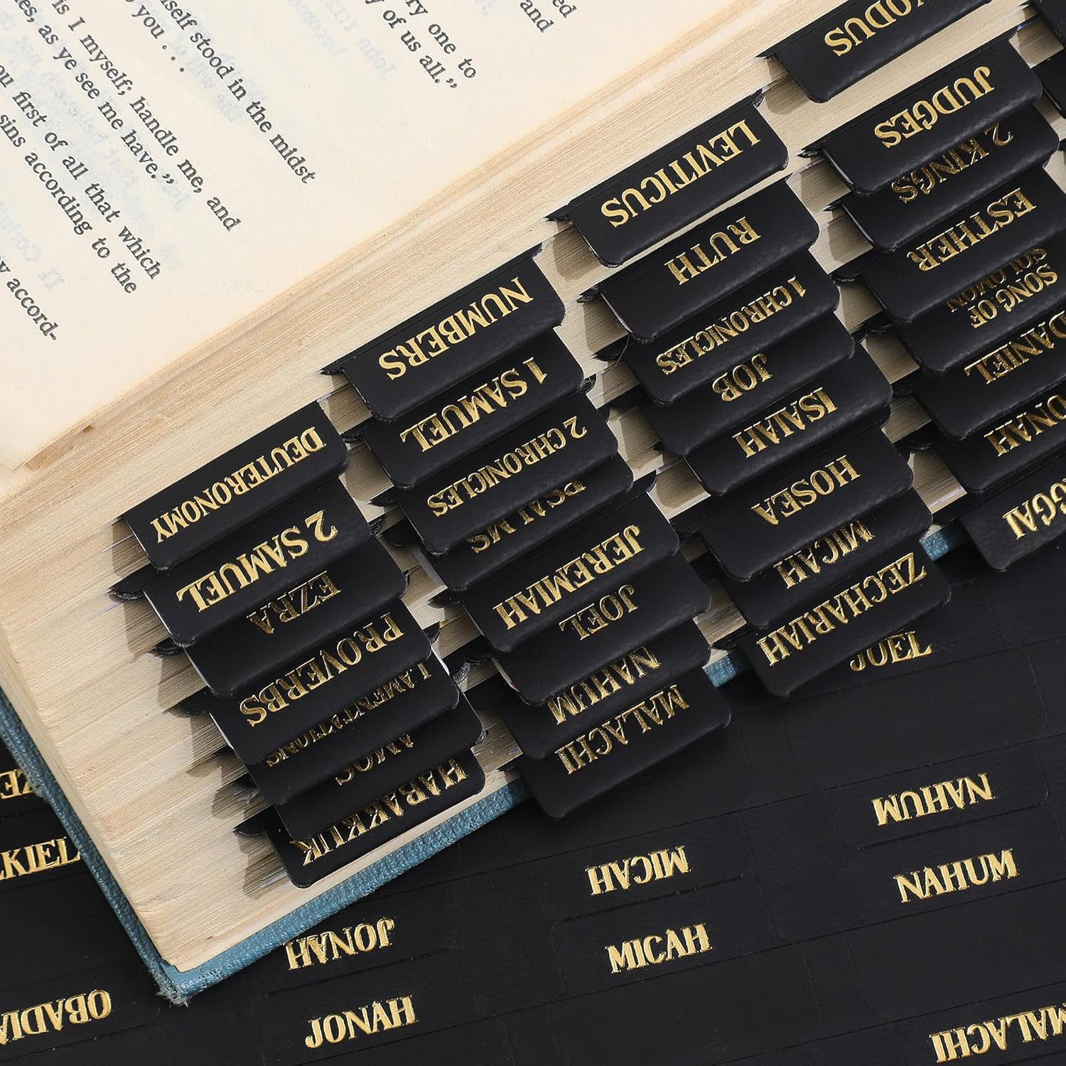 Leather Bible Tabs, Bible Tabs for Women and Men(Gold Foil Lettering) Large Prin