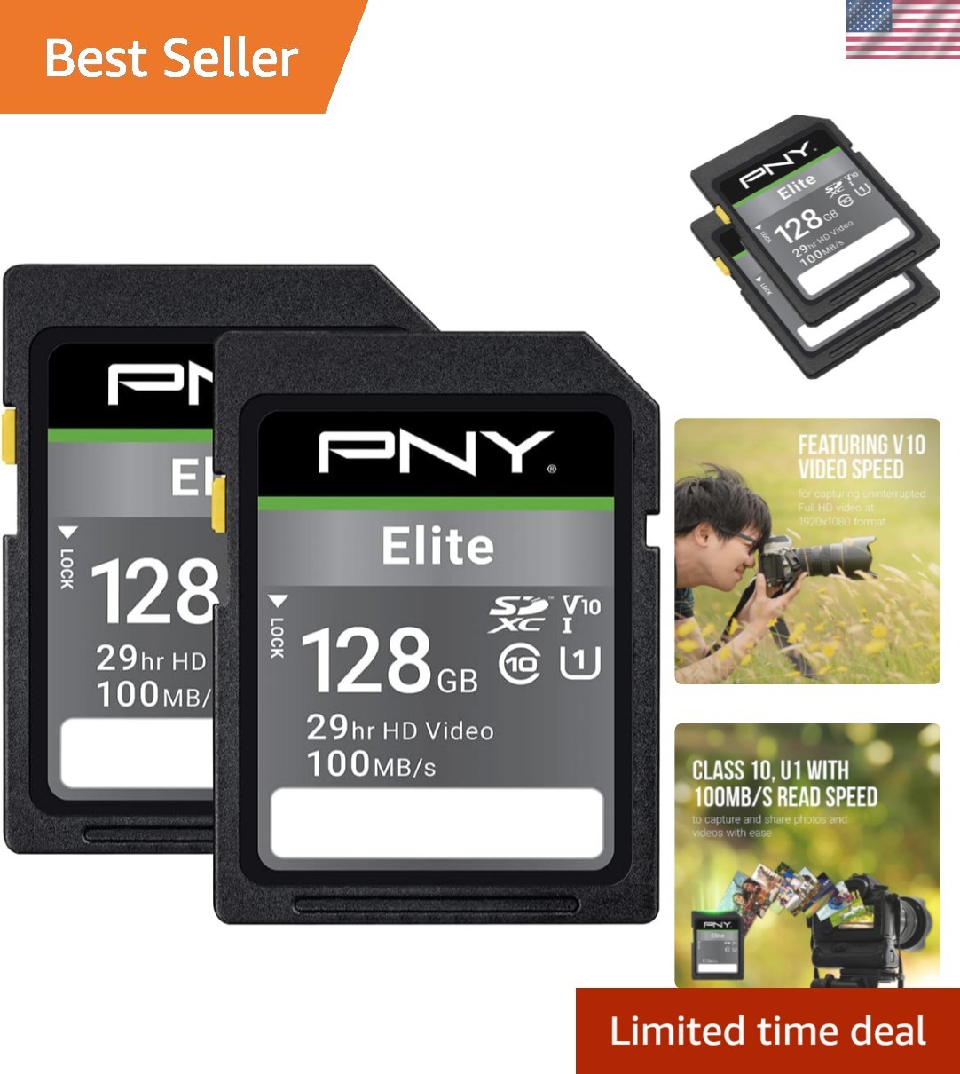 128GB Elite-X SDXC Card - Waterproof & Shockproof for Dependable Memory Storage