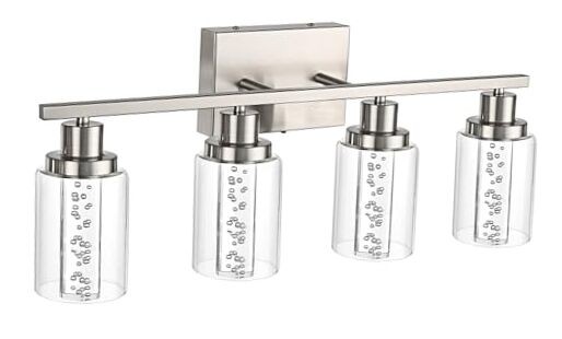  4-Light LED Bathroom Lighting Fixtures Dimmable LED-4 Lights Brushed Nickel
