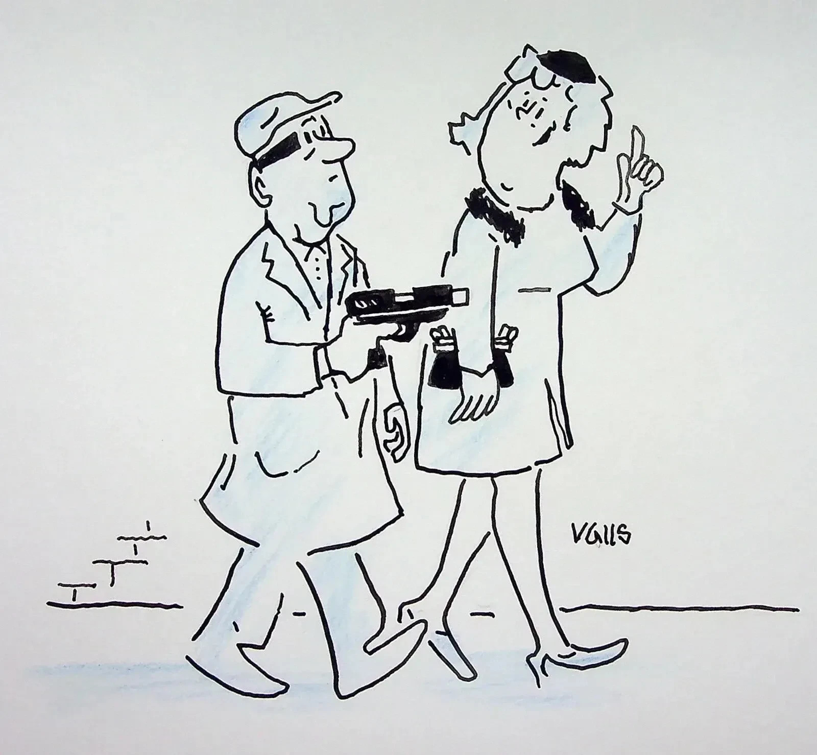 Humor - Press Guy VALLS: The rude thief, Original signed drawing