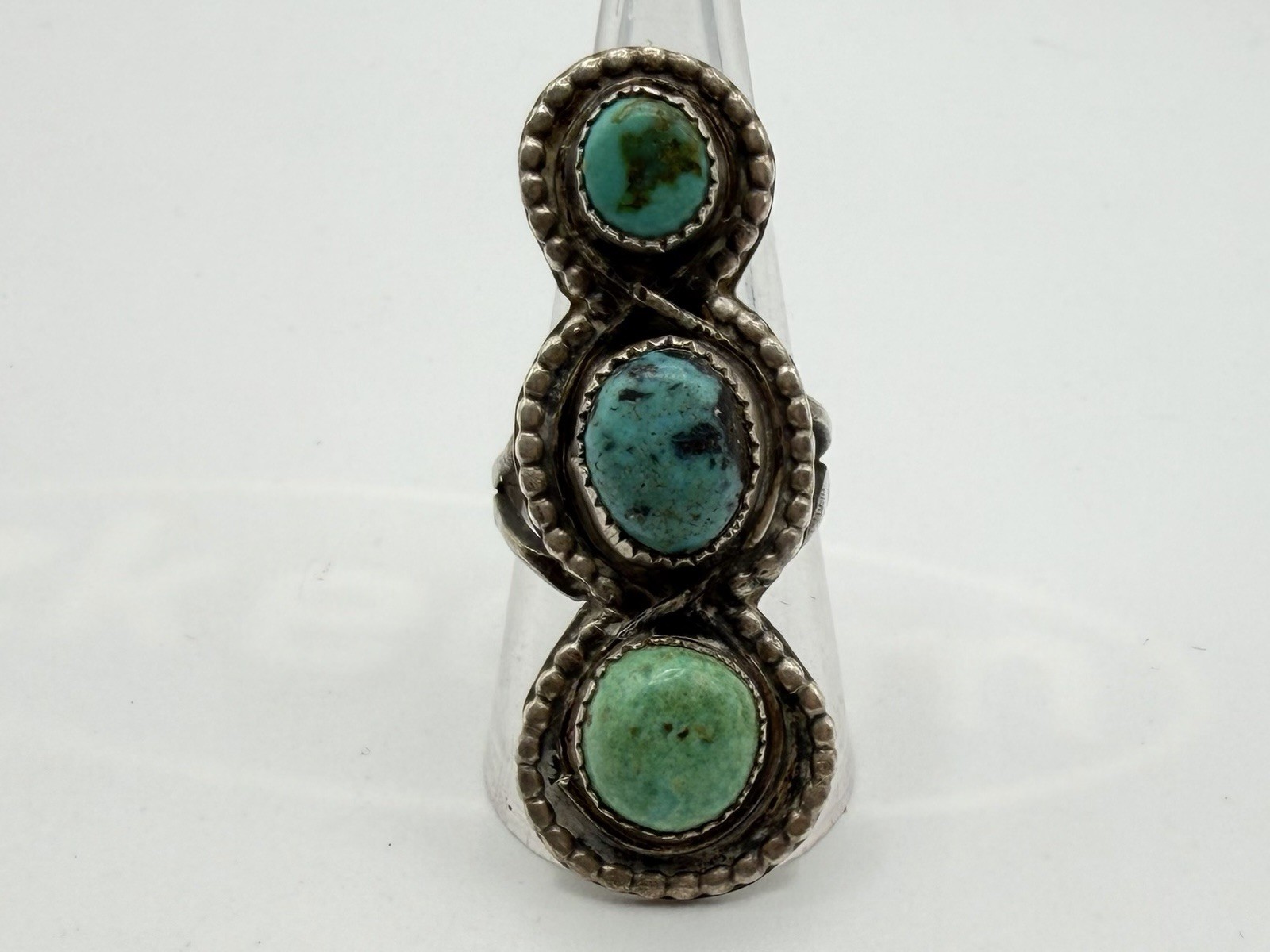Vintage Handmade Turquoise Sterling Silver Navajo Ring Sz 9